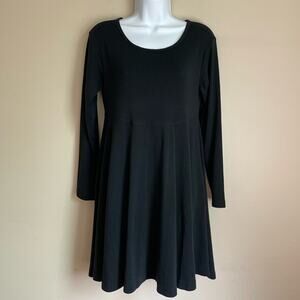 Vintage Express Tricot Long Sleeve Black Swing Dress Y2K 90s Size S